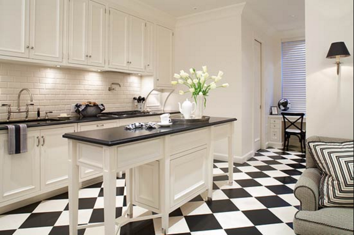 white kitchen table with black top