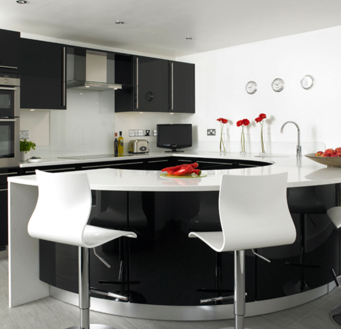 black and white kitchen table