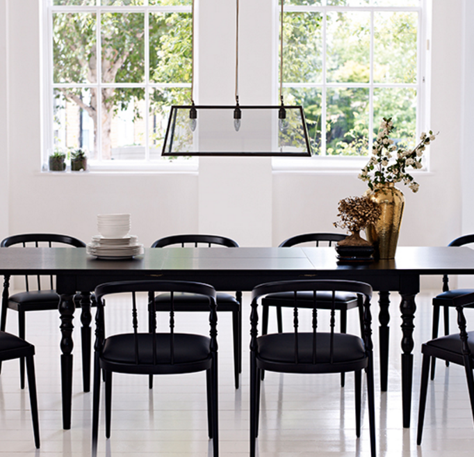 black and white kitchen table and chairs