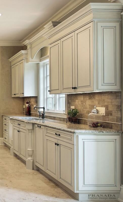 distressed white kitchen cabinets 