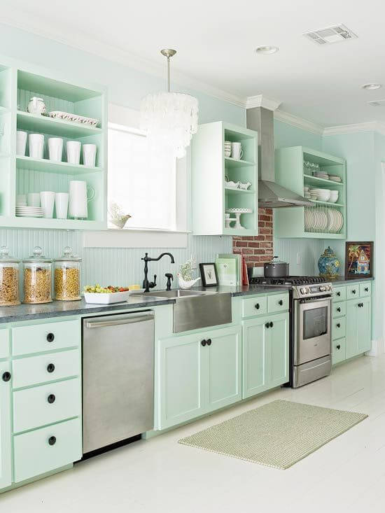 Aqua Green Kitchen Cabinets