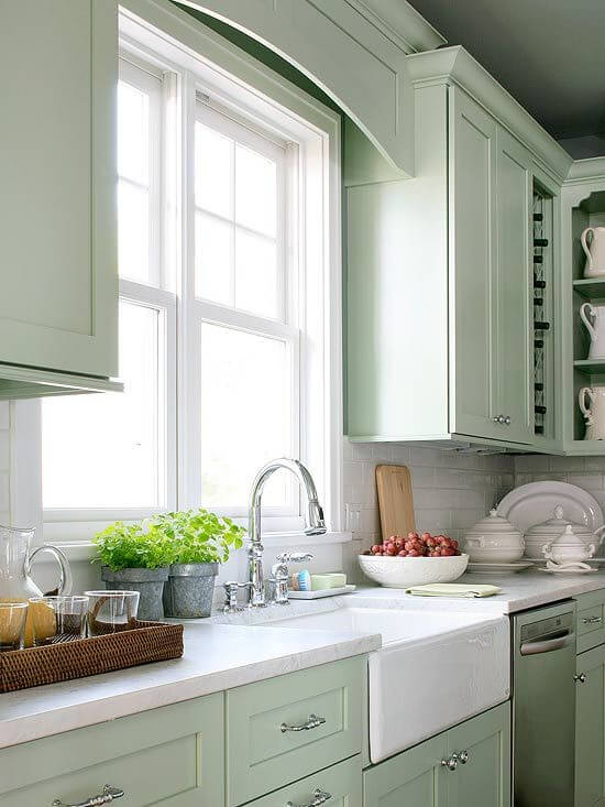 Pale Green Kitchen Cabinets