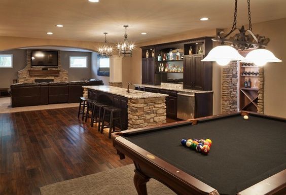 Basement Home Theater and Billiards