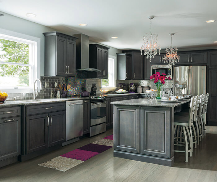 dark gray stained kitchen cabinets