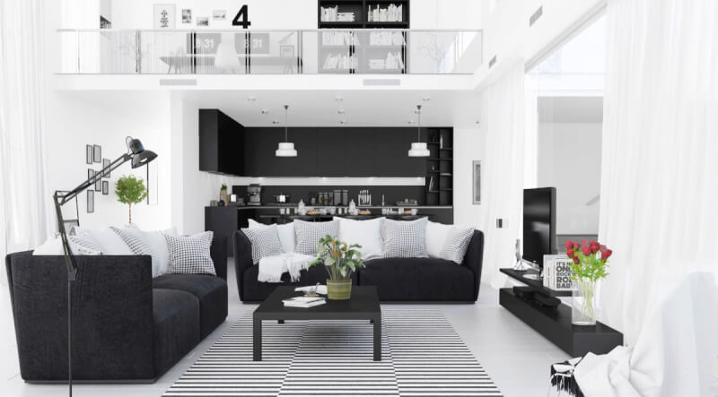 Modern Black and White Living Room