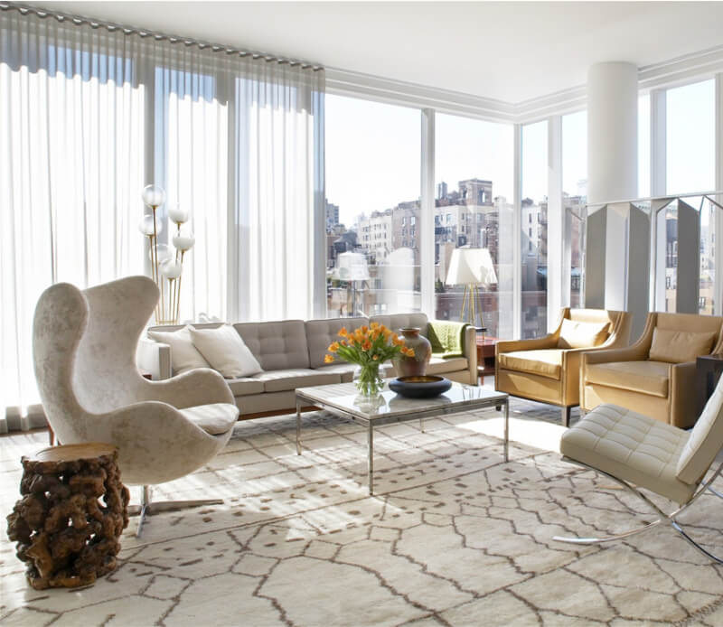 White Mid Century Modern Living Room