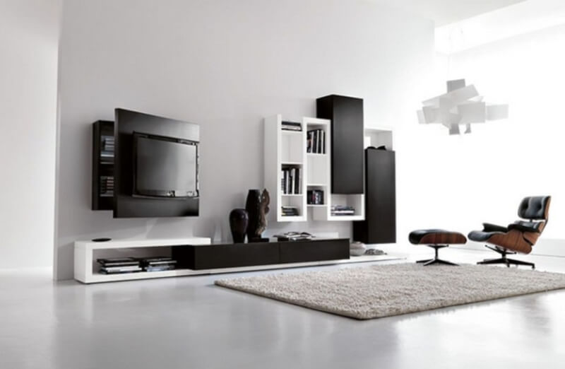 Black and White Minimalist Living Room
