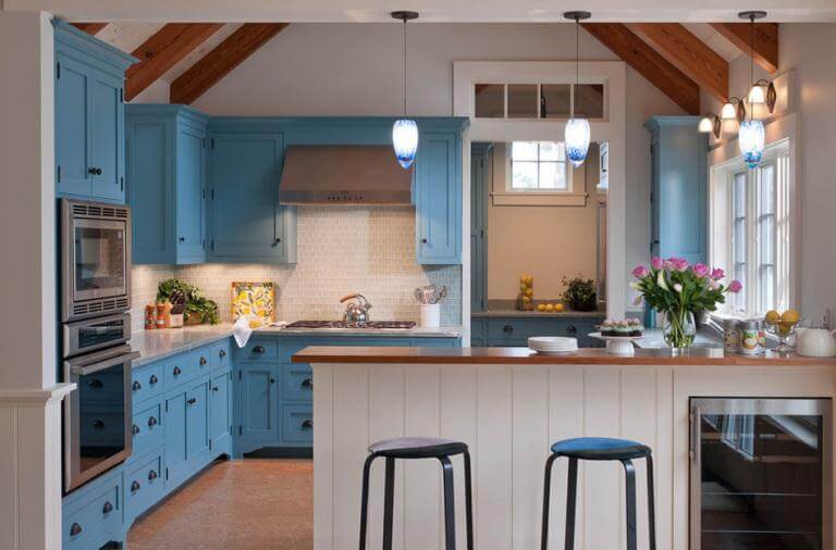 blue kitchen cabinet paint