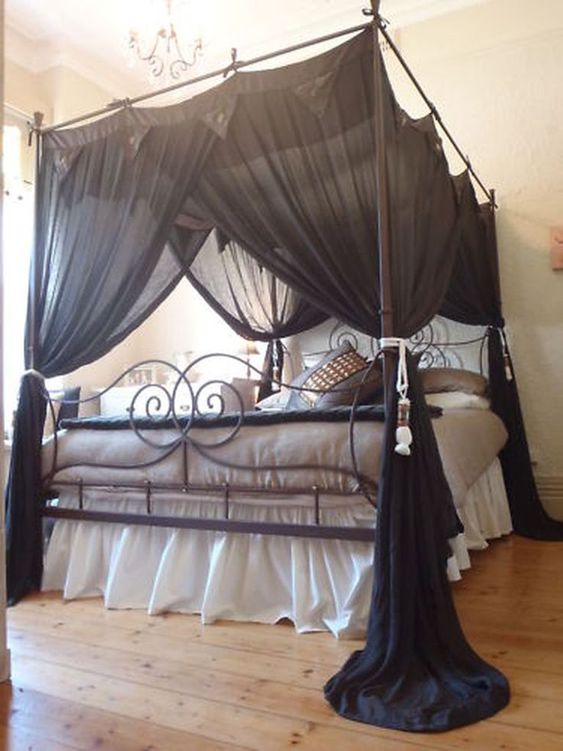 black canopy bed curtains