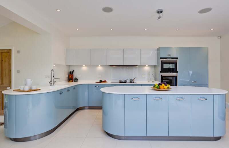 blue kitchen cabinets