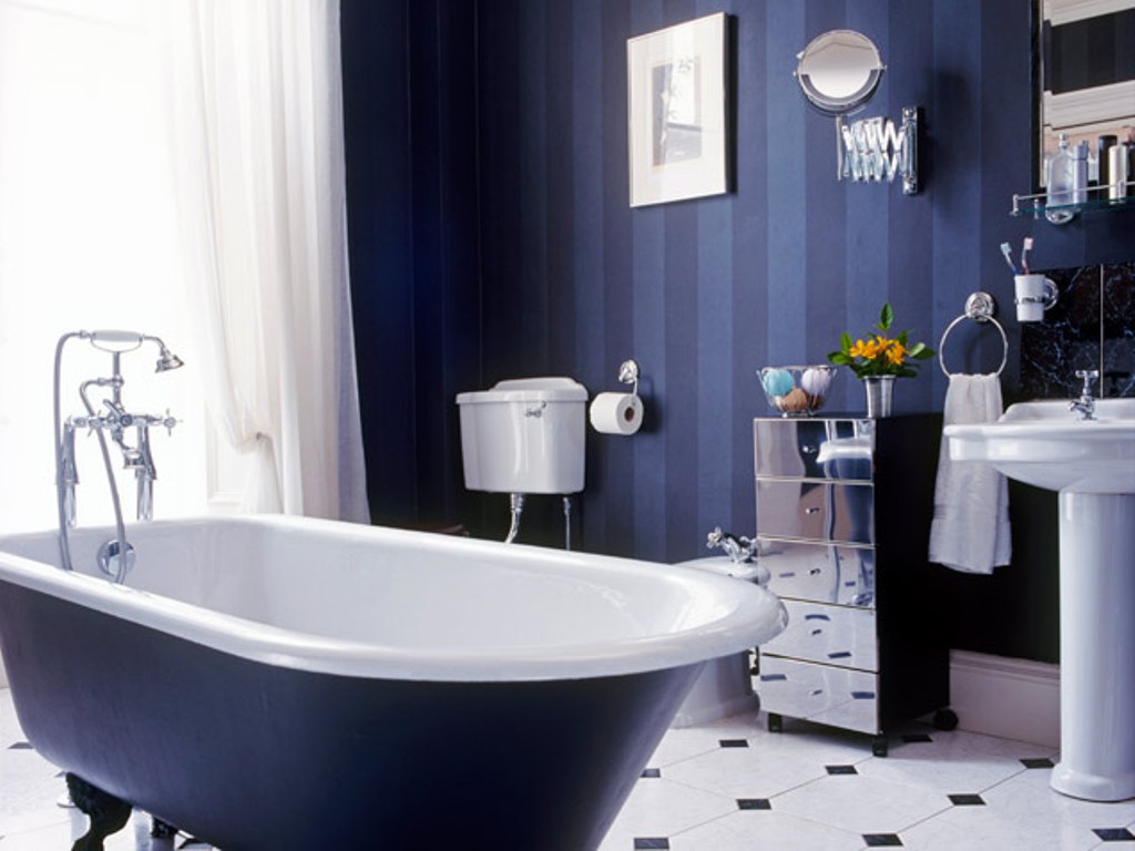 navy blue bathroom