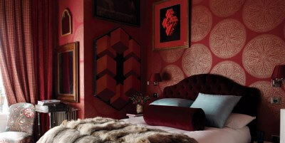 red bedroom dresser