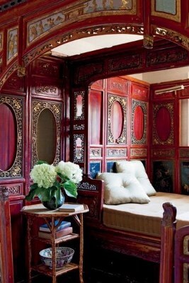 red bedroom accent wall
