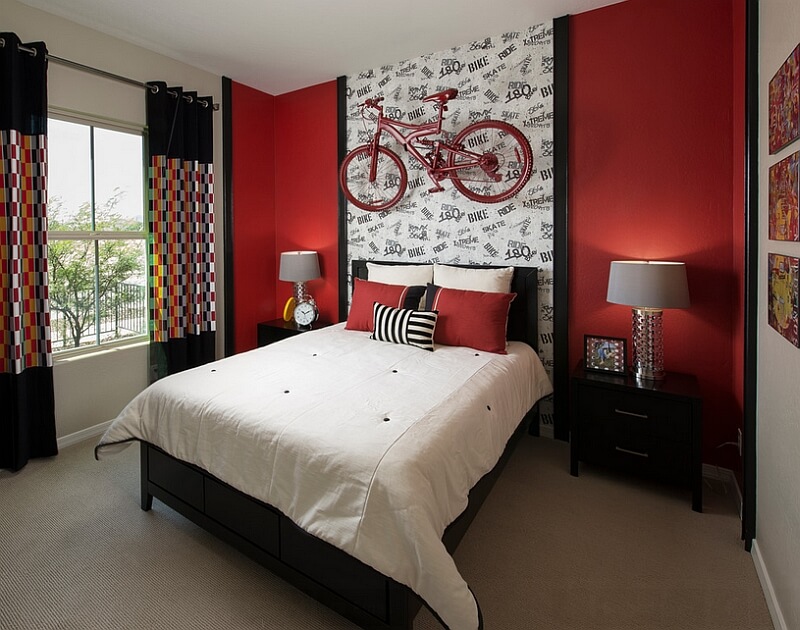 black white and red bedroom decorating ideas